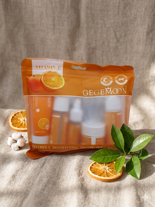 EGEMOON Vitamin C Brightening Travel Set – 5-Piece Skincare Kit 🍊✈️