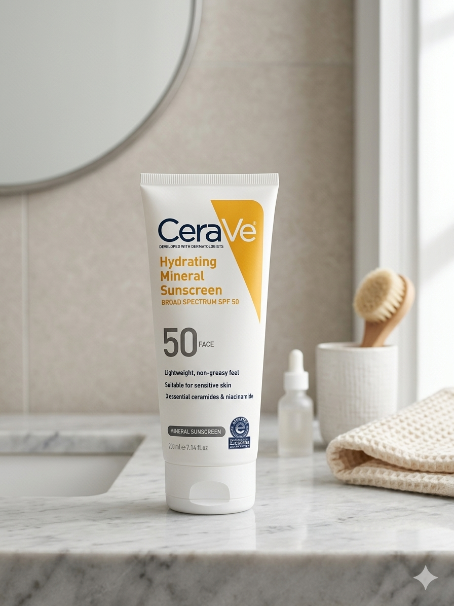 CeraVe Hydrating Mineral Sunscreen Broad Spectrum SPF 50 (Face) – 200ml