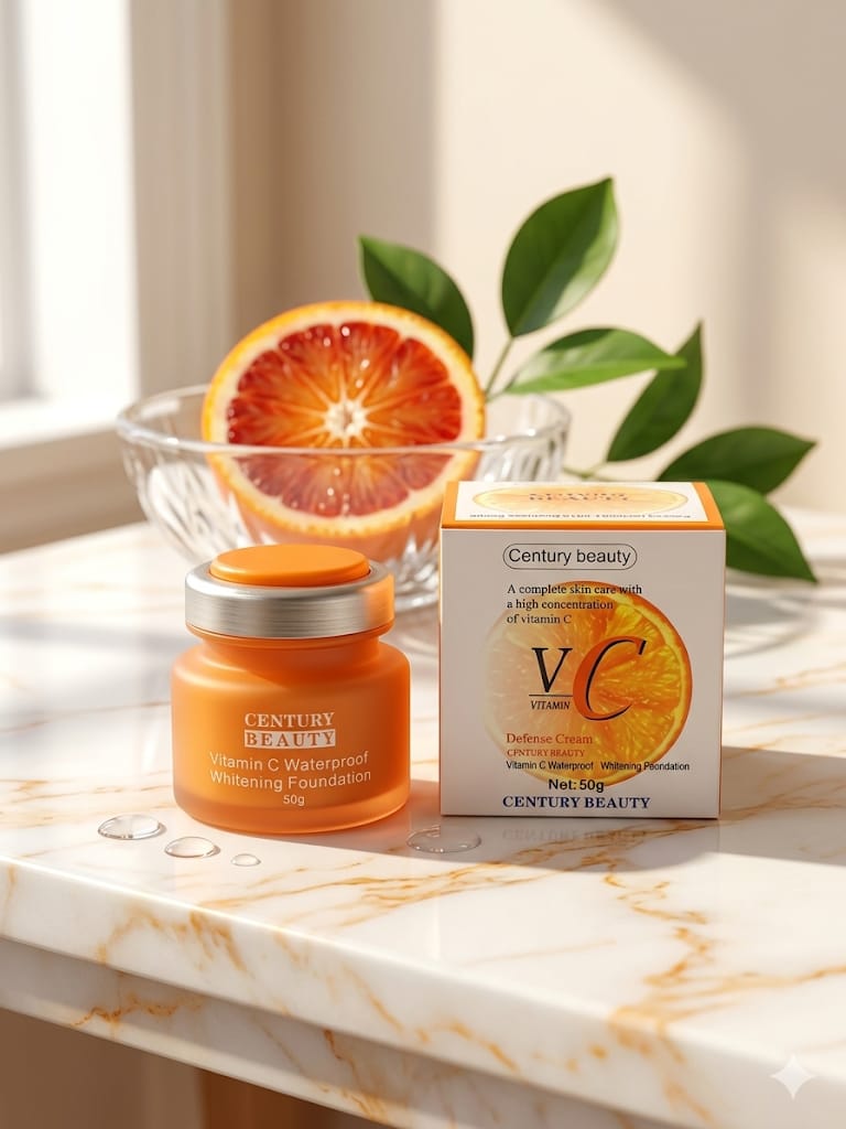 Century Beauty Vitamin C Waterproof Whitening Foundation & Defense Cream – 50g
