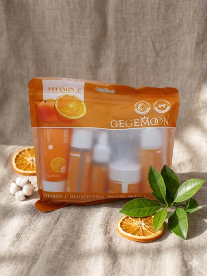 EGEMOON Vitamin C Brightening Travel Set – 5-Piece Skincare Kit 🍊✈️