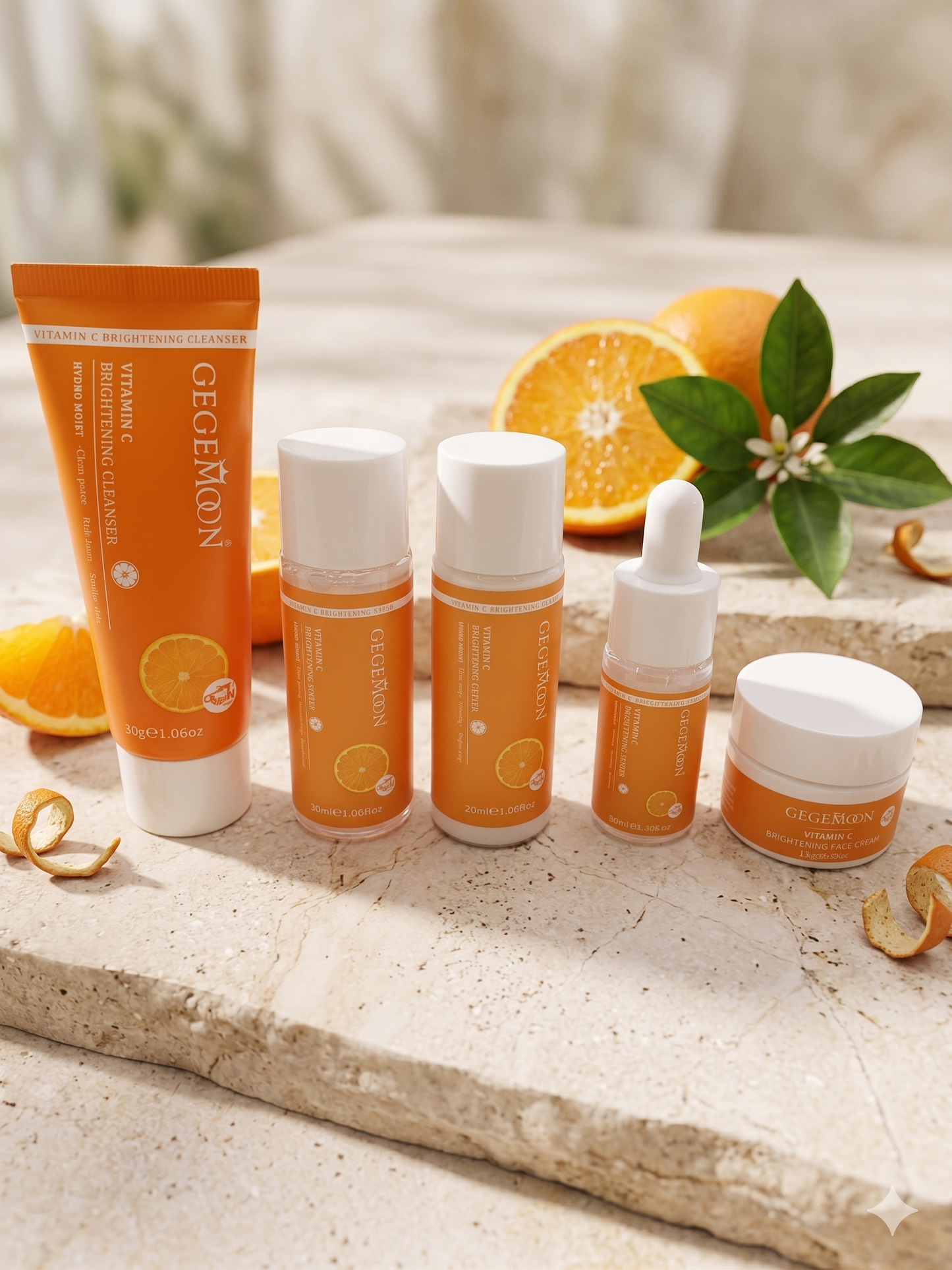 EGEMOON Vitamin C Brightening Travel Set – 5-Piece Skincare Kit 🍊✈️