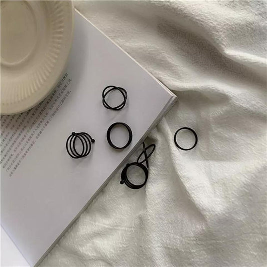 💍 Hip-Hop Plain Ring Set – Pack of 6 | Bold Street Style Jewelry
