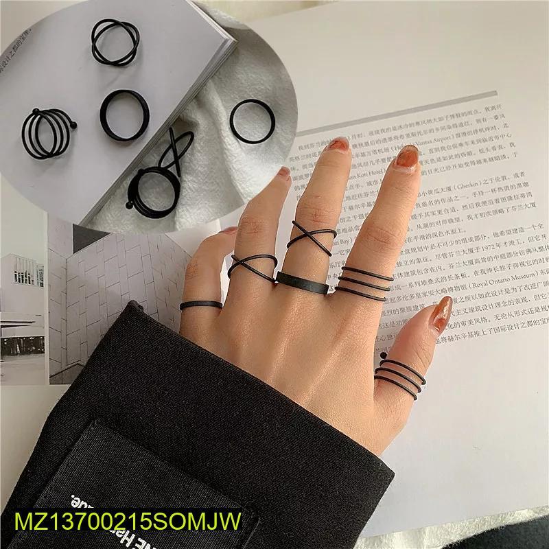 💍 Hip-Hop Plain Ring Set – Pack of 6 | Bold Street Style Jewelry
