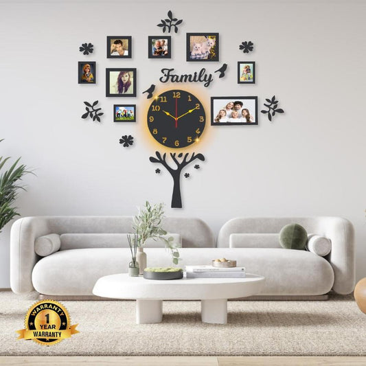 🕒 Beautiful Family Tree Laminated Wall Clock With Backlight