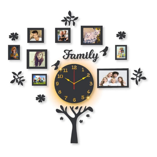 🕒 Beautiful Family Tree Laminated Wall Clock With Backlight