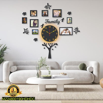 🕒 Beautiful Family Tree Laminated Wall Clock With Backlight